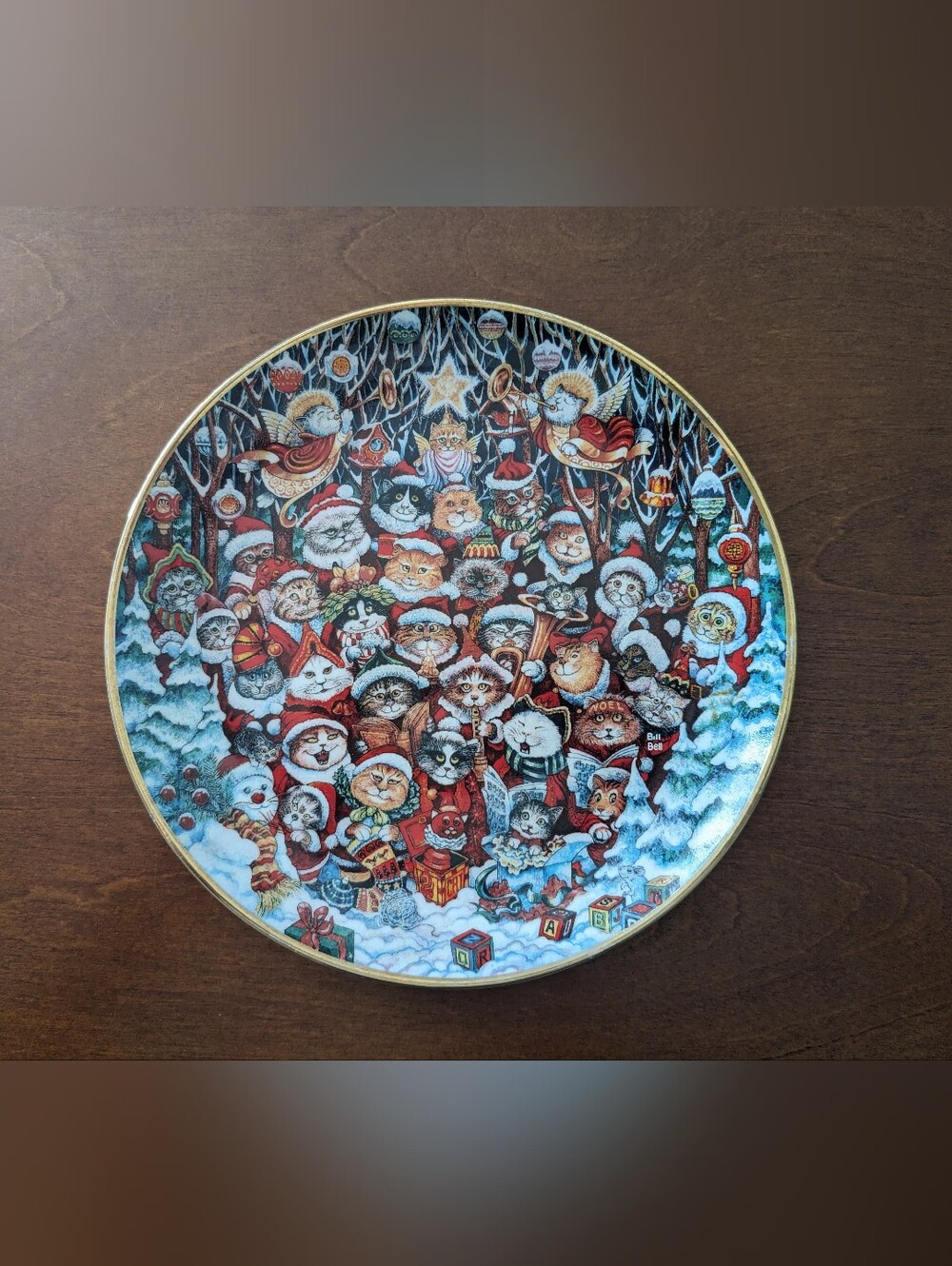 Bill Bell Christmas Cat Plate